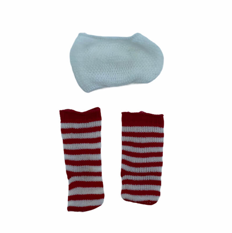 Braguitas y medias muñeca bebé tipo Mini Cocoletas o muñeca clásica de 15 cm. Fabricado en España por Folk Artesanía. - Color rayados
