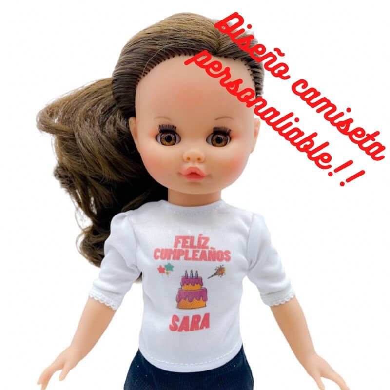 Muñeca Sintra 2021 original 40 cm personalizable con foto, nombre, aficiones. Diseño Cumpleaños edición limitada 100% vinilo. Fabricada en España