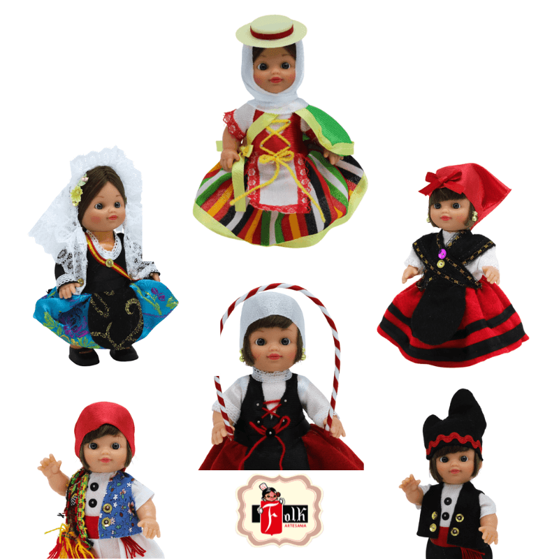Muñecas regionales España 15 cm. original Folk Artesanía.