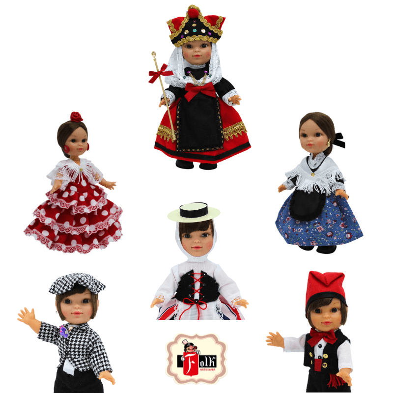 Muñecas regionales España 25 cm. original Folk Artesanía.